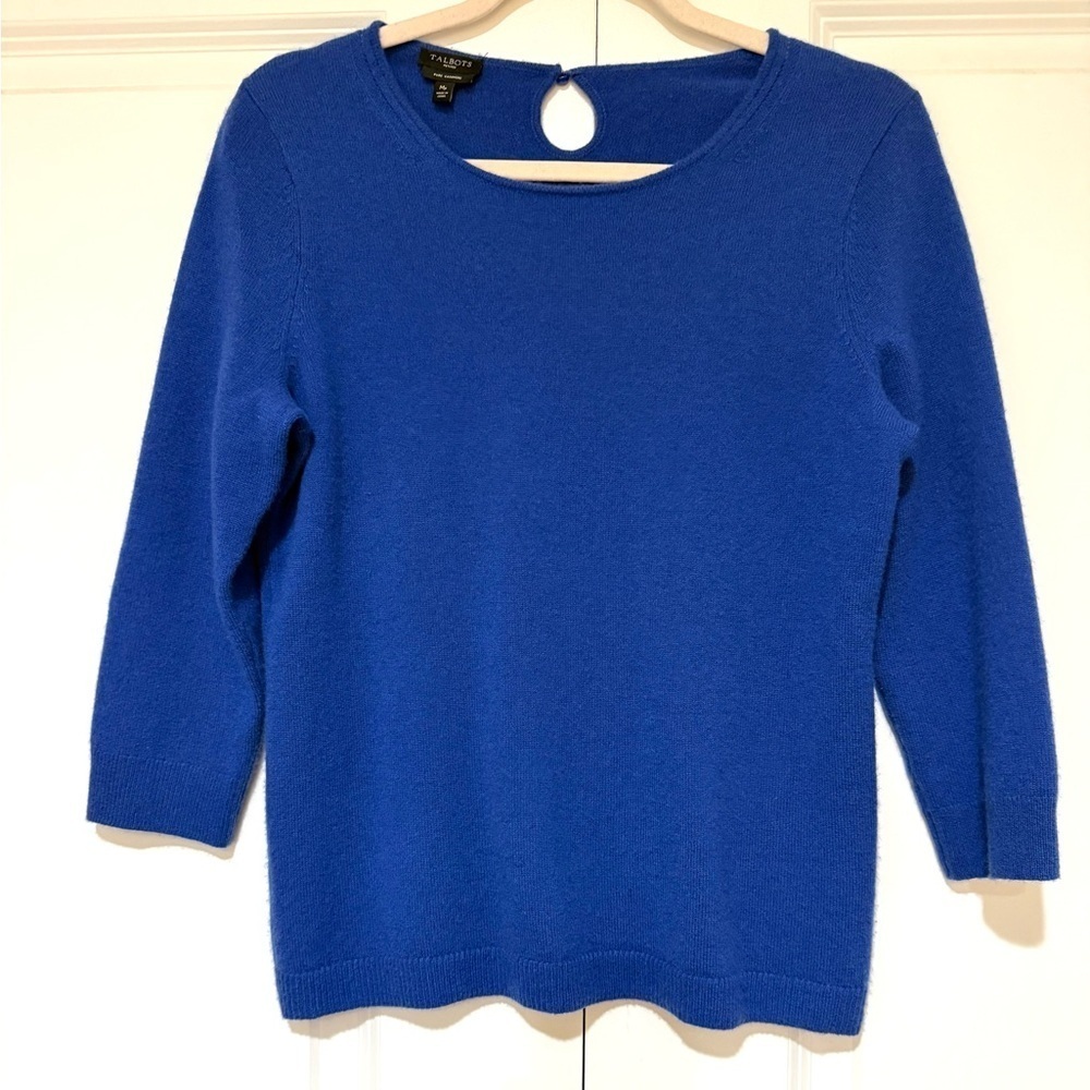 Talbots Royal Blue 100% pure cashmere Sz MP No holes like new